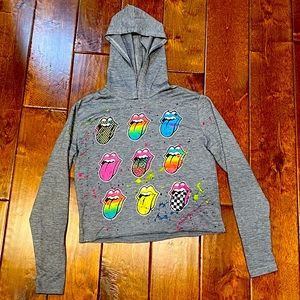 Firehouse girls long sleeve hooded Rolling Stones tee